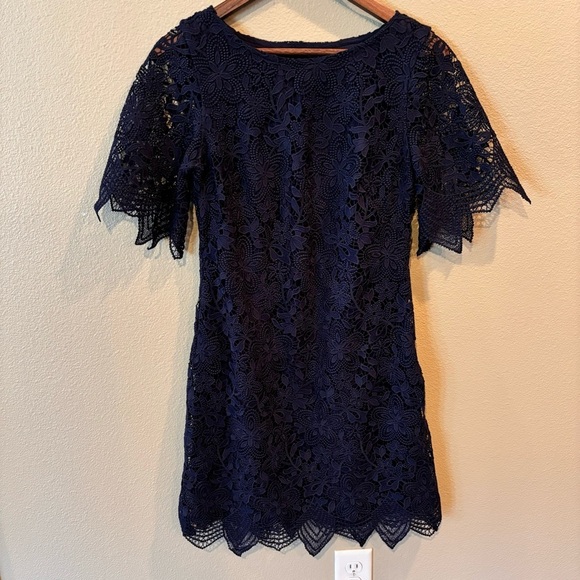 NWT Anthropologie Charleston Lace Dress, Navy Blue, size 2, Easter Party Event - Picture 2 of 11